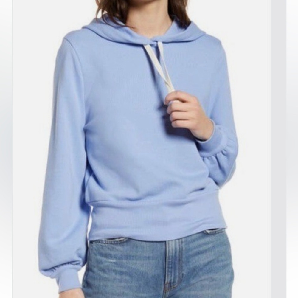 Madewell Bubble-Sleeve Hoodie Crop Sweatshirt size large